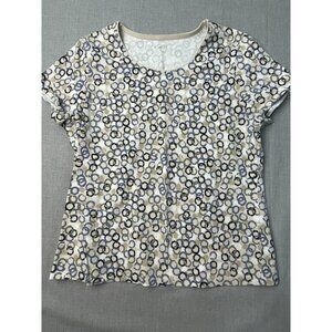 Kim Rogers Women's Multicolored Circle Pattern Round Neck Short Sleeve Shirt